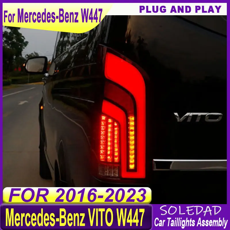 A pair Car Tail Light Assembly for Benz Vito W447 2016-2025 Taillights Plug and Play with LED Dynamic Turning Rear Tail lights