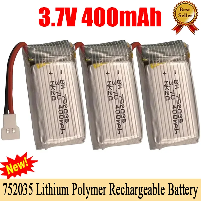 Lipo 3.7V 400mah Battery 752035 Battery and Charger Combination for Hubsan X4 H107 H107L H107D JD385 JD388 RC Drone Batteries