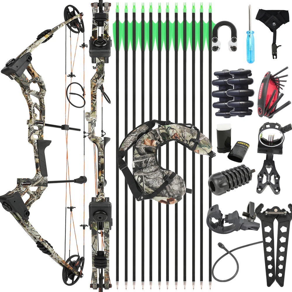

0-70lbs Hunting Compound Bow Arrow Set Let-off 80% Pulley Bow Adjustable for Right Hand Archery Target Shooting Accessory