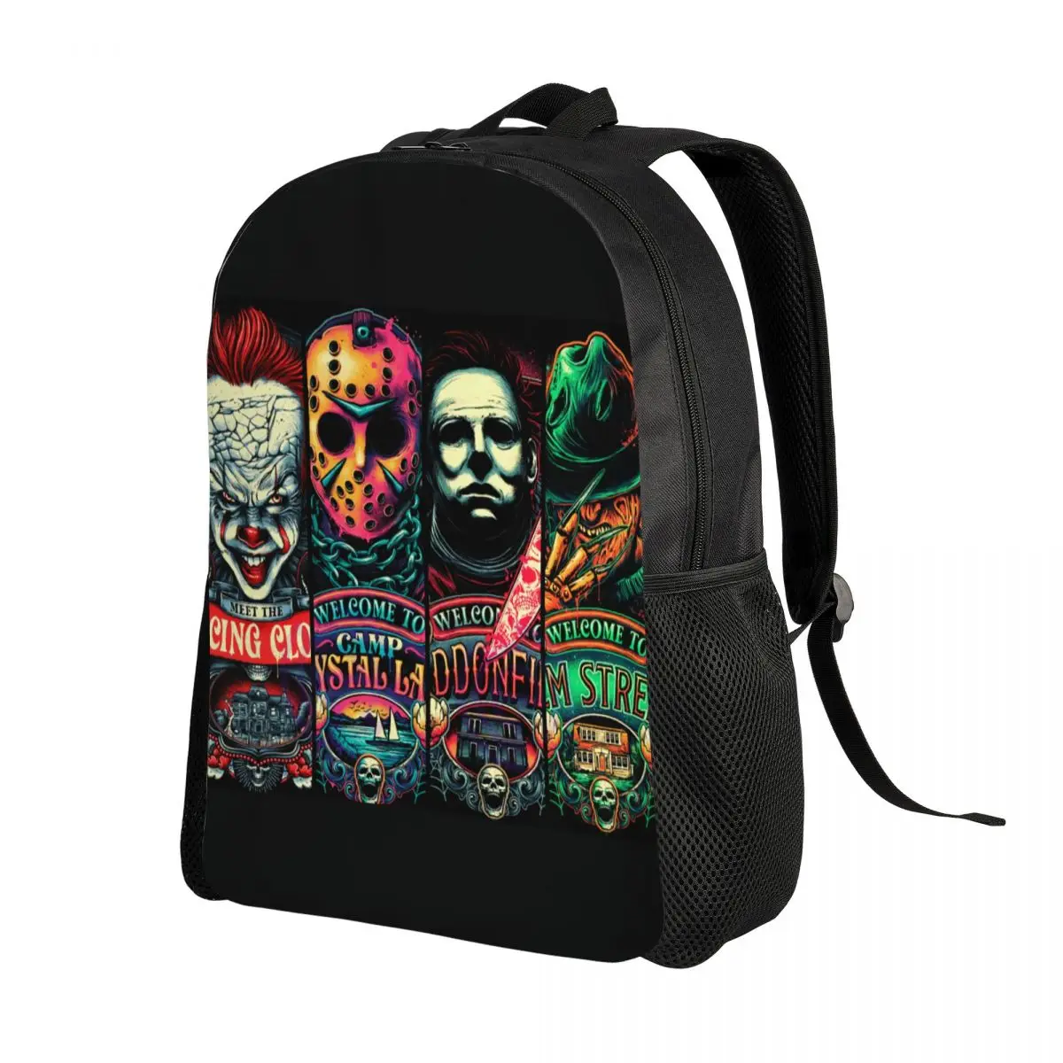 Custom Welcome To Horror Movies Backpacks for Men Women Waterproof School College Bag Print Bookbags