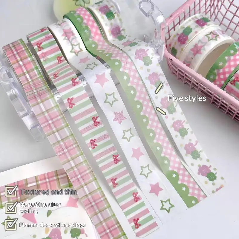 2/3Pcs INS Style Wing Bow Grid Themed Tape Set Cute Patterns Perfect For Journaling Scrapbooking DIY Crafts Decoration Tape Roll