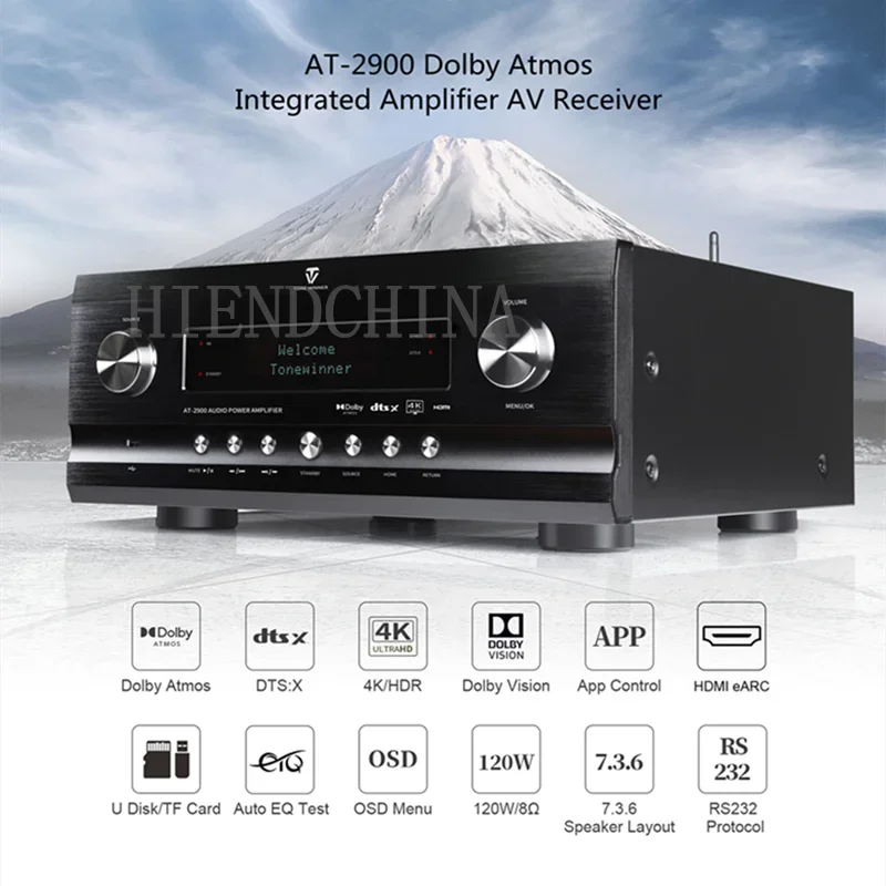 Winner AT-2900 Pre Amplifier 9 Channel Integrated Amp AV Receiver Home Theatre Amp Decoding 7.3.6/9.3.4 200W/4Ω 120W/8Ω