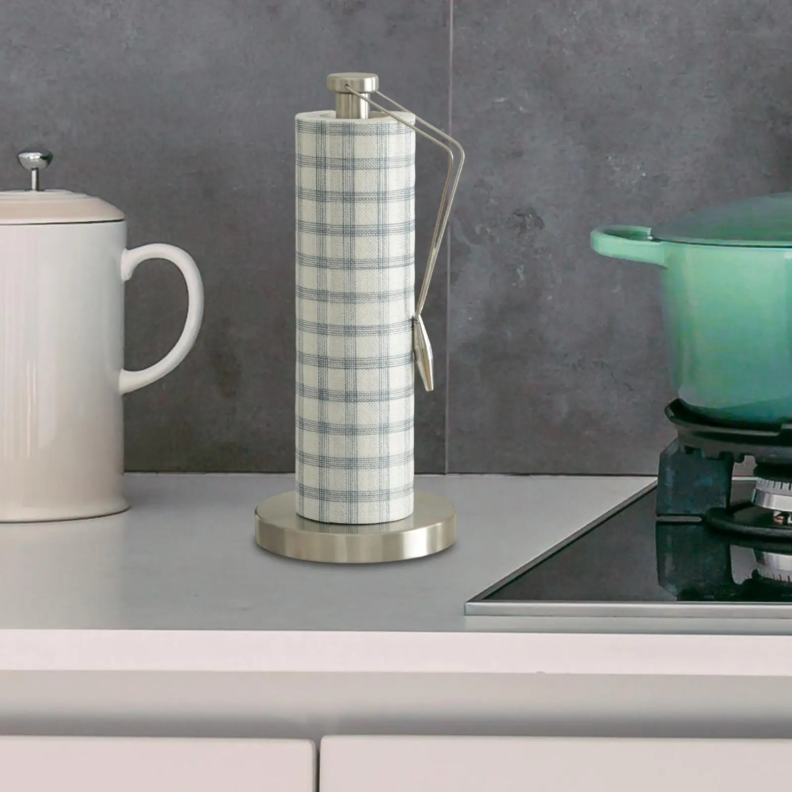 

Paper Towel Holder Stand Standup Design ,Sturdy Sleek Single Handed Kitchen Towel Holder with Weighted Base for Hotel Restaurant