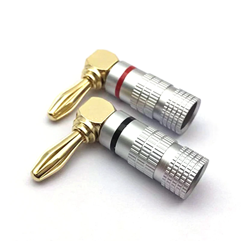 High Quality Banana Plug Right Angle 90 Degree 4mm Gold-Plated Speaker Adapter Audio Connector Banana Connectors