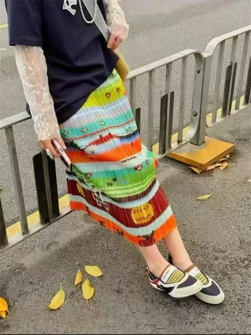 

Miyake Pleated Half Skirt Mori 2025 New Summer Medieval Series Pleated Skirt Pleated Skirt