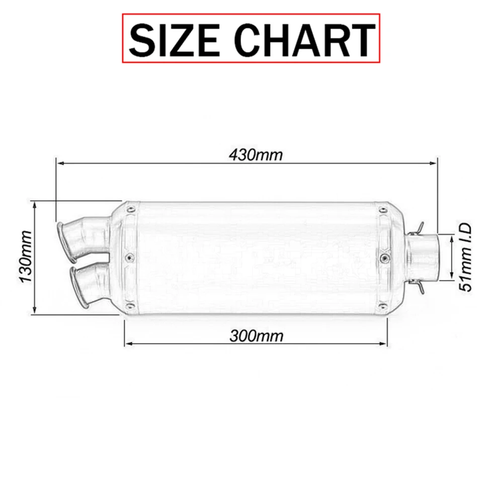 Motorcycle Exhaust Muffler Dual Escape Right Side with DB Killer Laser for G310R R1200GS Z1000 Z900 Z400 cb190 51mm Universal