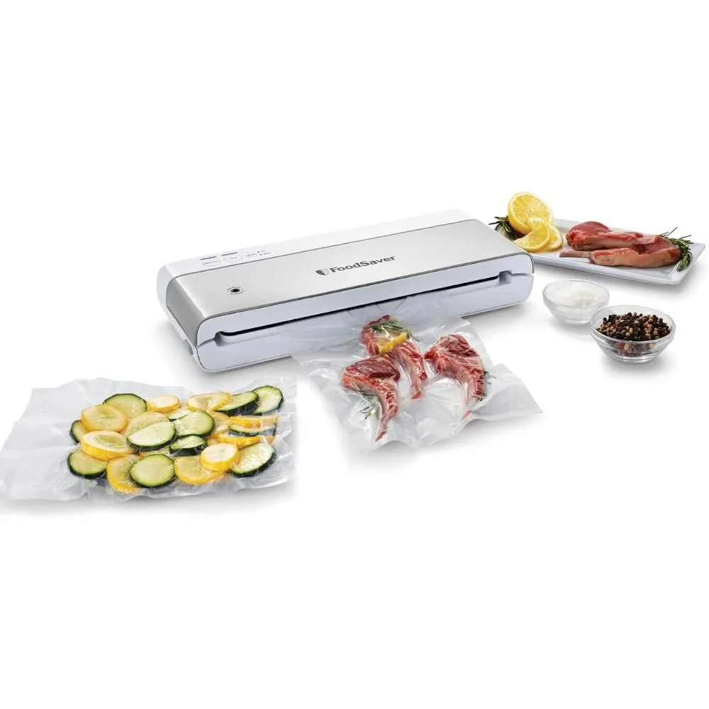 

Compact Vacuum Sealer with Sealing Pockets and Rolls for Sealing Food Storage and Sous VideWhite