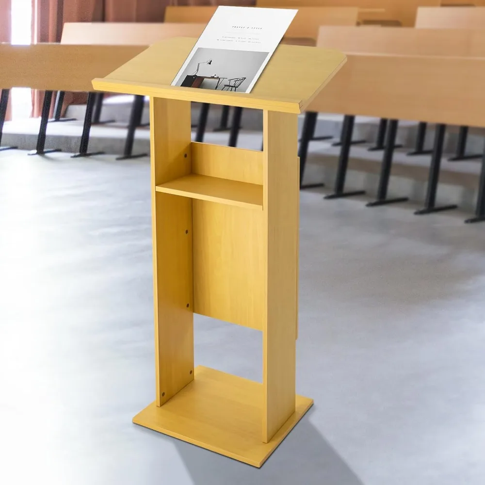 

Podium Stand Mobile Lectern Podium with Storage Shelf Hostess Stand Desk Wooden Speaking Lectern for Churches Lectern Classrooms