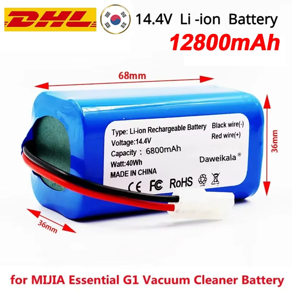 

For XIAOMI MIJIA Mi Robot Vacuum-Mop New H18650CH-4S1P 14.4V 12800mAh Li-ion Battery Pack, Essential G1 MJSTG1，SKV4136GL R30 R35