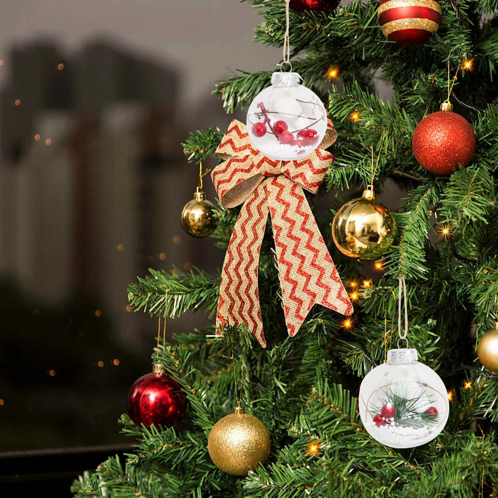 

1Set Christmas Tree Balls Plastic Transparent Decorative Dazzling Pendant Set Perfect Party Supplies Christmas Ball