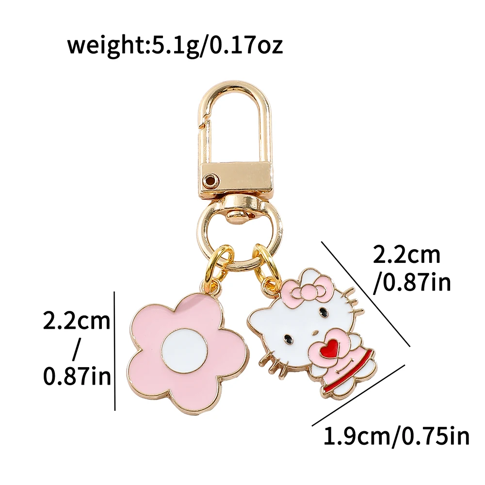 Sanrio Sweet Cute Hello Kitty Keyring Cartoon Pink Hello Kitty KeyChain For Friends Birthday Party Jewelry Gifts