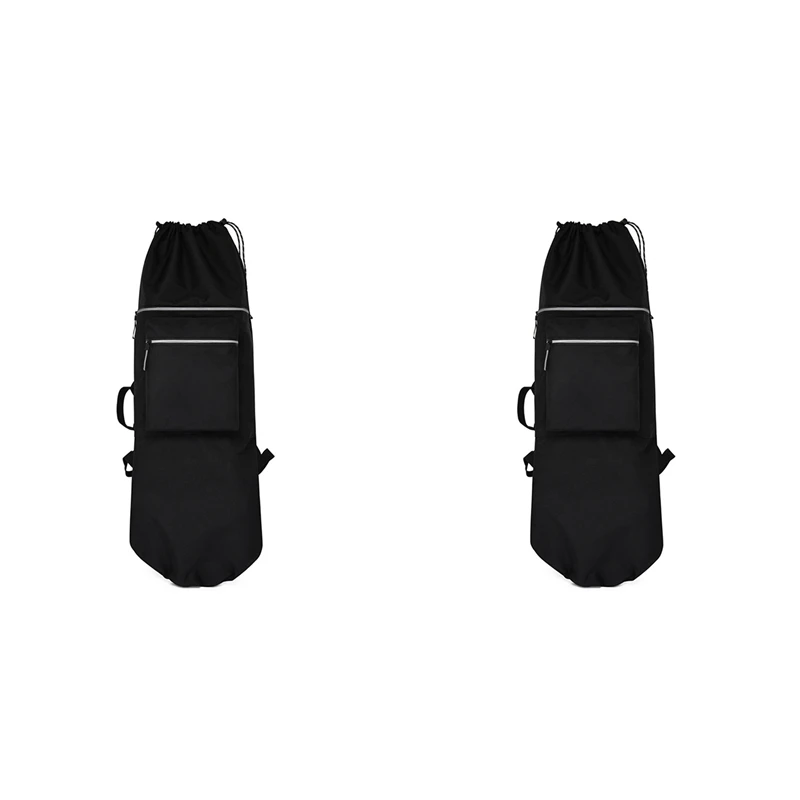 2X Mochila para monopatín con doble balancín, bolsa para tabla de surf terrestre, bolsa para Longboard, bolsa de transporte para monopatín, accesorios, negro S