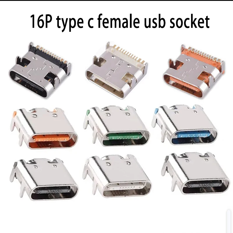 5-10 Stück 16P USB3.1 Typ-C Ladeanschluss Buchse 12-Pin 16-Pin Typ-C Buchse für Smartphones Endstecker Ladeanschluss – Detail 1