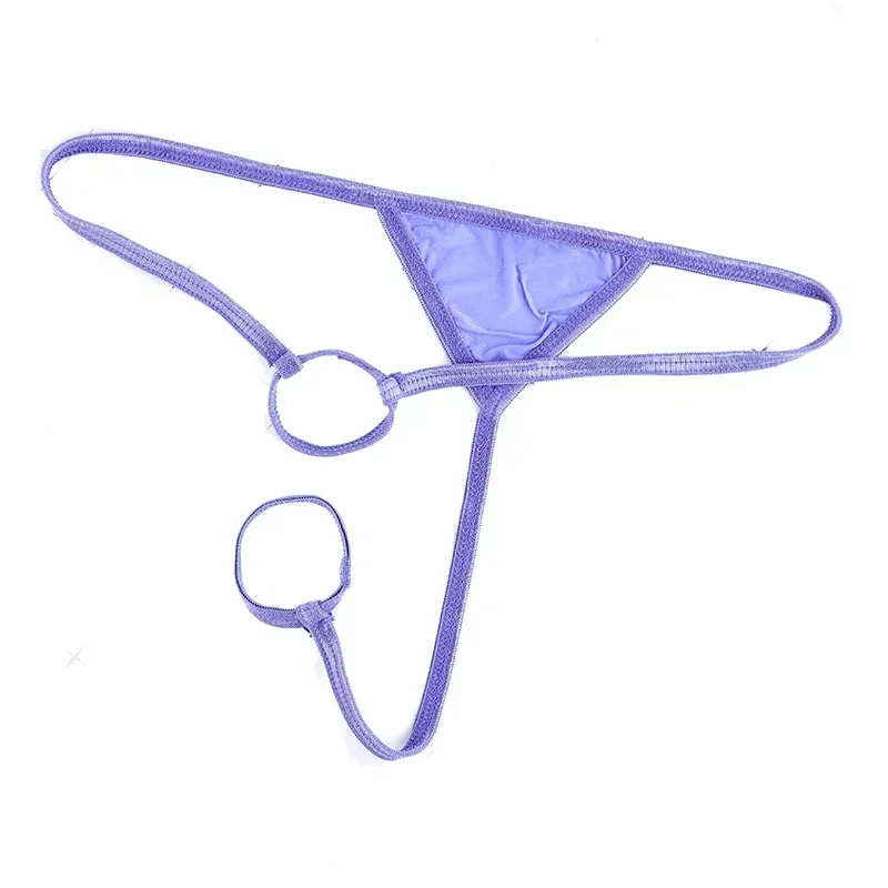 Men's Sexy Underwear Seamless Solid Thong Double Circle Elastic T-back Bikini Style String Hollow Low-Waist Sissy Sexy Lingerie