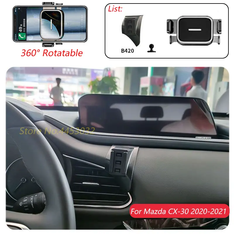 1 Suit Car Phone Holder For Mazda CX-30 2020-2023 Air Outlet Rotatable Stand Mounts One-handed operation Bracket Accessories