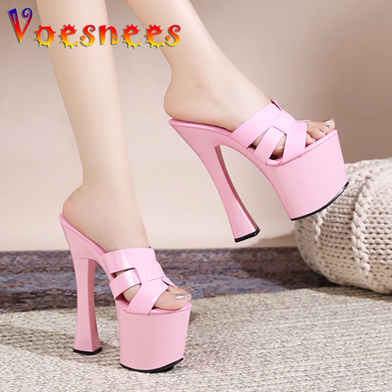 17.5CM Super High Heels Pumps Sexy Model Thick Platform Sandals Europe And America Party Fashion Slippers New Summer Women Shoes