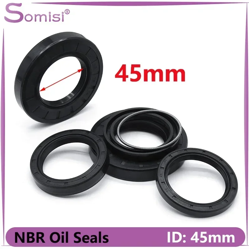 1Pcs ID 45mm NBR Oil Seal TC-45*55/56/58/60/65/68/70/72/75/80/85/90/100*5/7/8/10/12mm Nitrile Rubber Shaft Double Lip Gasket