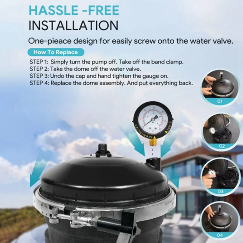 005-302-4300-03 Sostituisci il gruppo completo della cupola superiore della valvola dell'acqua Paramount con manometro e pausa