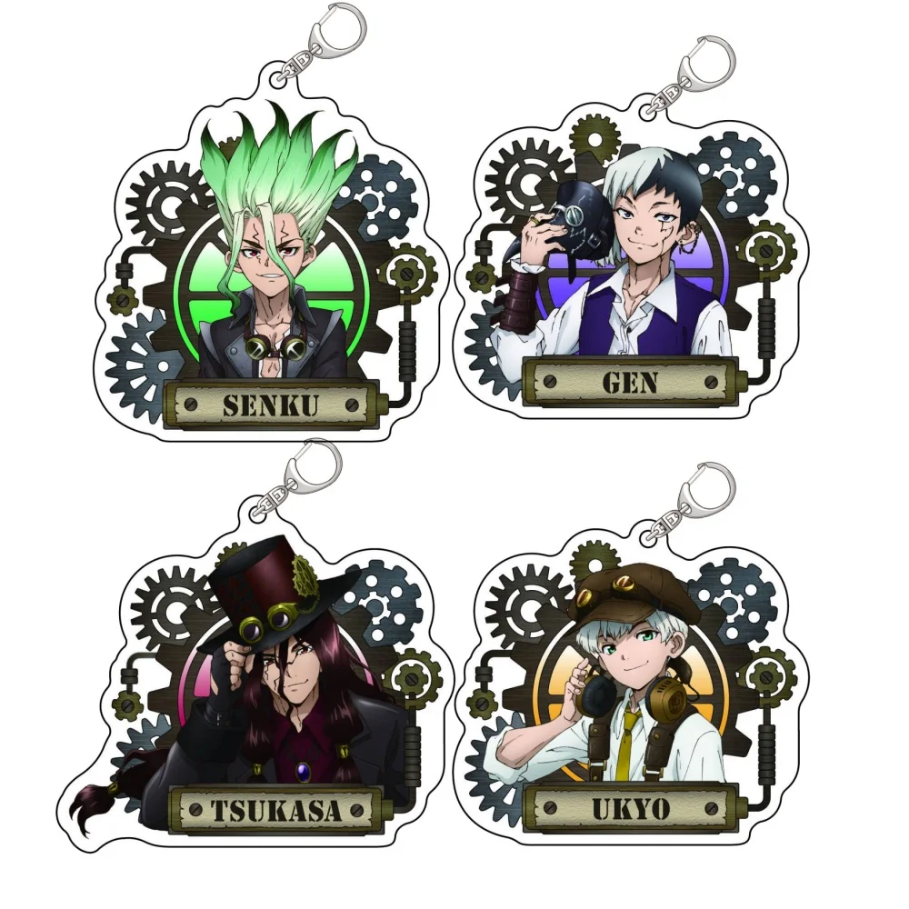 Anime Peripheral Store Dr.Stone Senku Ishigami Gen Asagiri Tsukasa Ukyo Saionji Acrylic Keychain Pendant Fans Gifts About 6cm