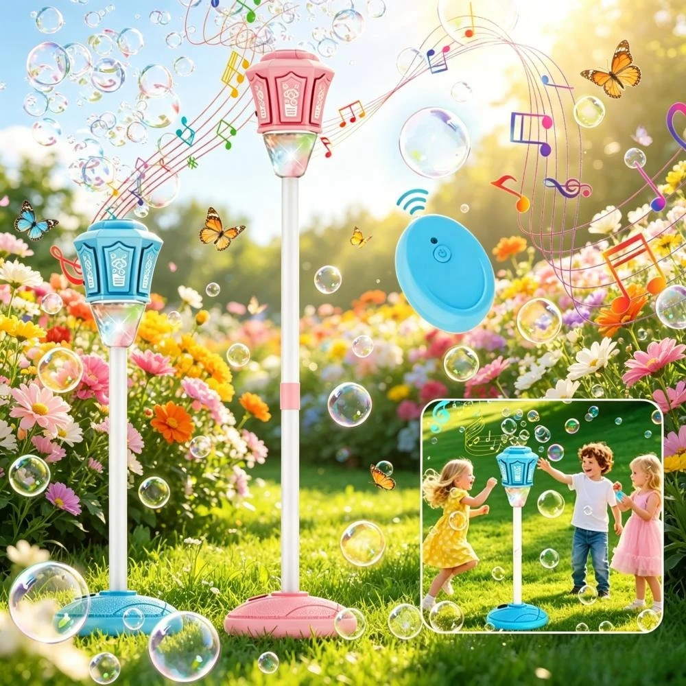 

Remote Control Street Light Style Electric Bubble Blower Freely Adjustable Height Bubble Making Toy for Wedding Birthday