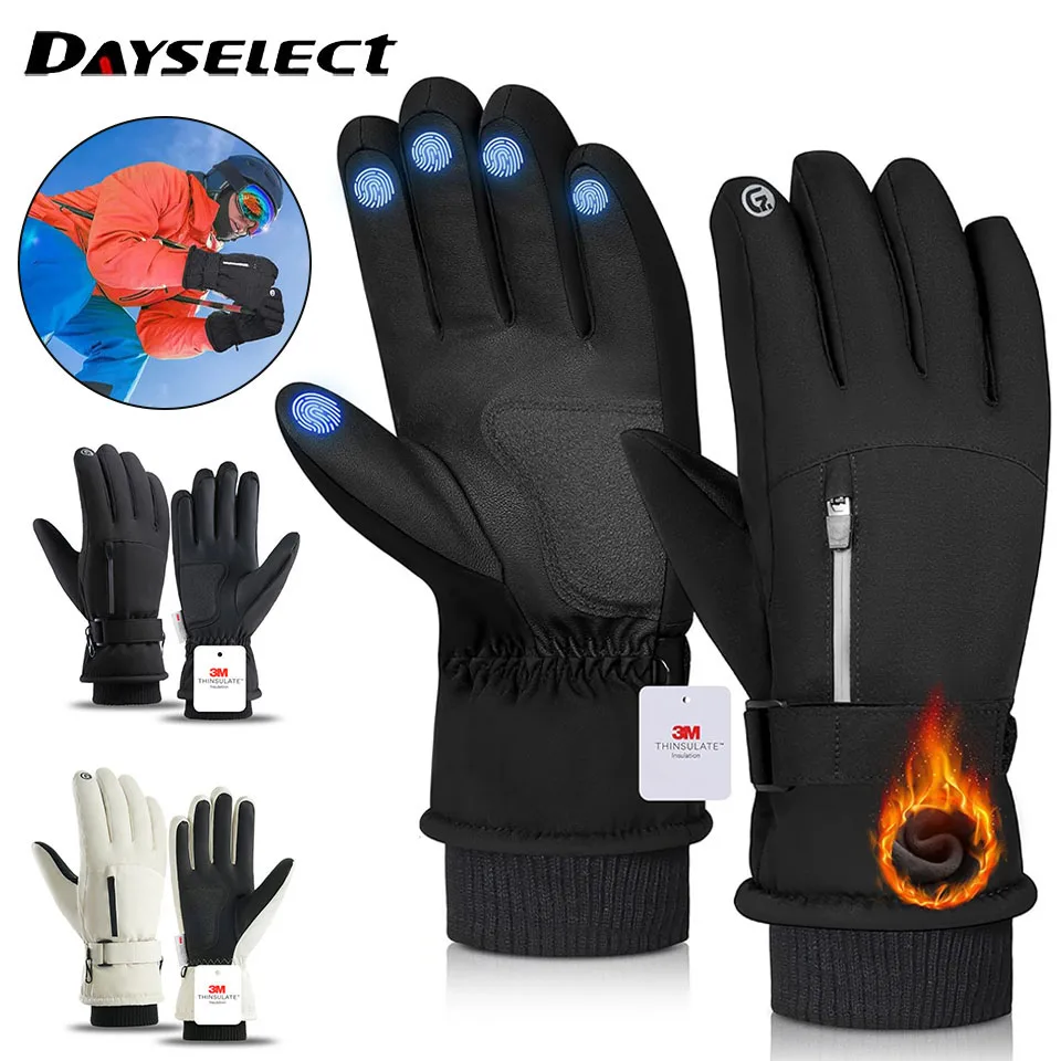 Winter Ski Gloves 3M Cold Resistant Sheep Waterproof Ten Fingers Touch Screen Gloves Thickened Anti-slip Riding Gloves Men Women