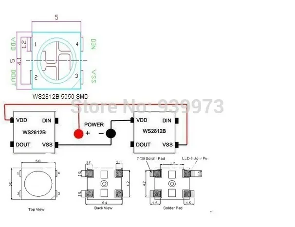 Imagem -03 - Pinos 5050 Versão Ws2812 Smd Branco Individualmente Endereçável Digital Rgb Led Chip de 5v 100 Pcs 200 Pcs 1000pcs Ws2812b