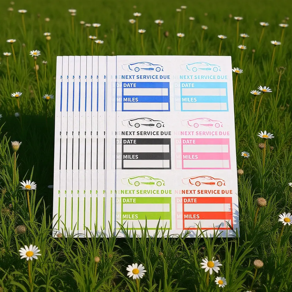 

10 листов наклеек для технического обслуживания: этикетки для замены масла, статические, водонепроницаемые, с возможностью записи, из ПЭТ, для автомобиля, мотоцикла, лобового стекла