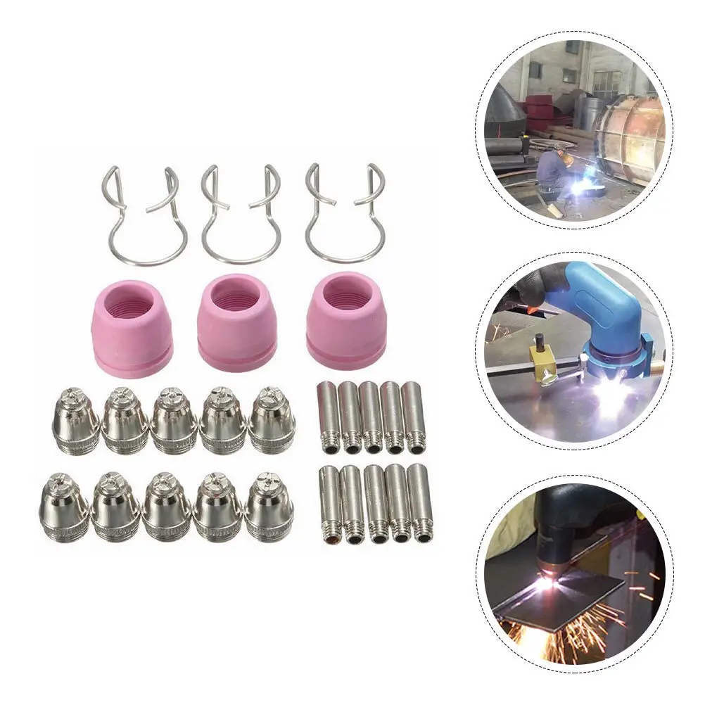 

Комплект деталей для сварочной горелки: износостойкие керамические комплектующие из легированной стали для плазменной резки, обеспечивающие равномерный поток воздуха при сварке