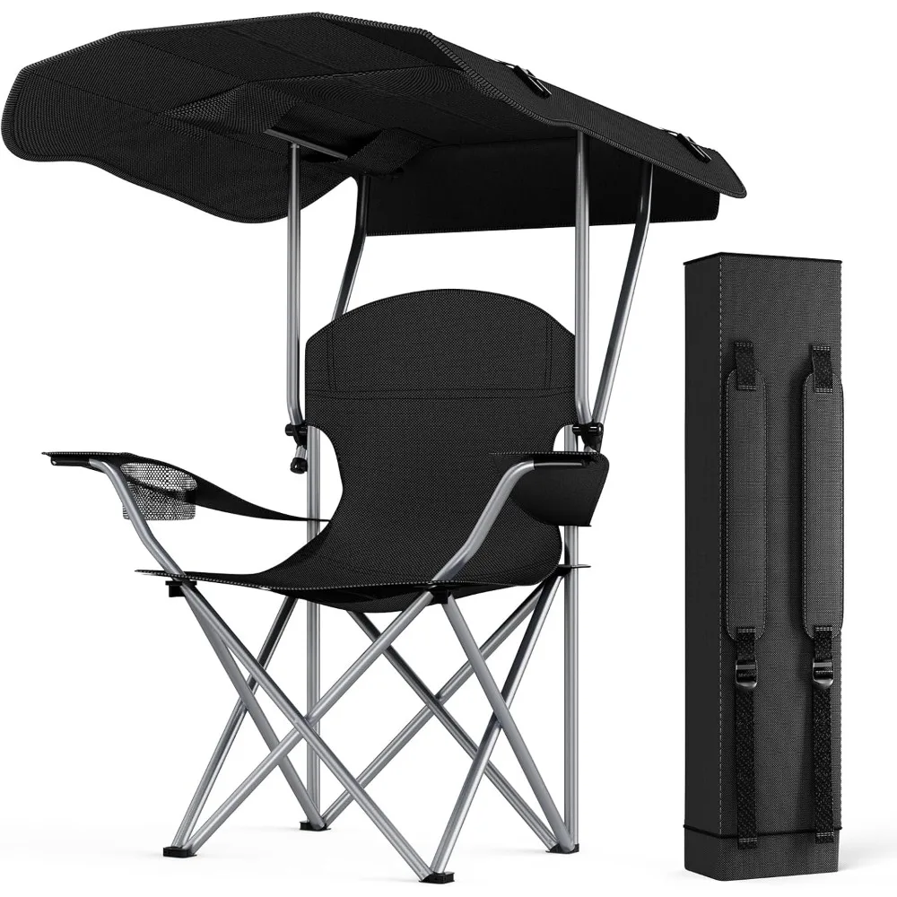 

Beach Chair with Umbrella - Folding Camping Chair with Canopy, 35" Sun Shade, Heavy Duty 600D Fabric for Outdoor Sports-Support