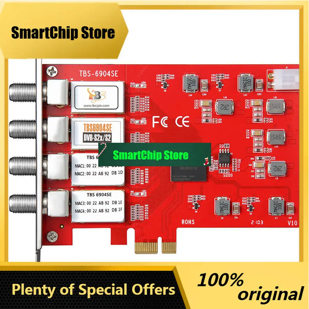 SmCpTbs6904se Dvb-s S2 S2x Quad Tuner Pcie Card For Watching And Recording Satellite Fta Tv Channels On Pc