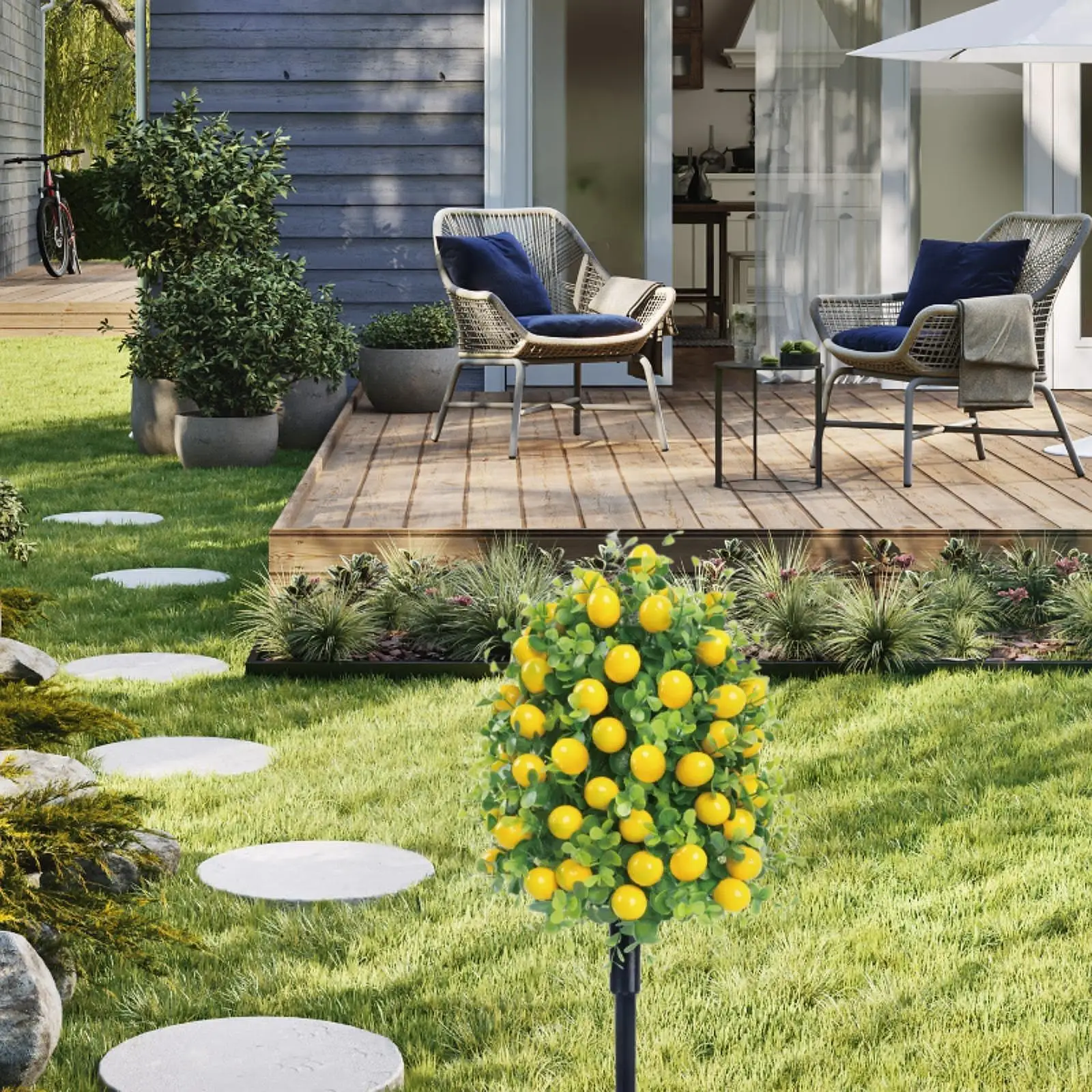 

Artificial Lemon Tree Garden Stake, Simulation Plant 22" Fairy Garden Accessory, Faux Greenery Shrubs for Indoor Outdoor