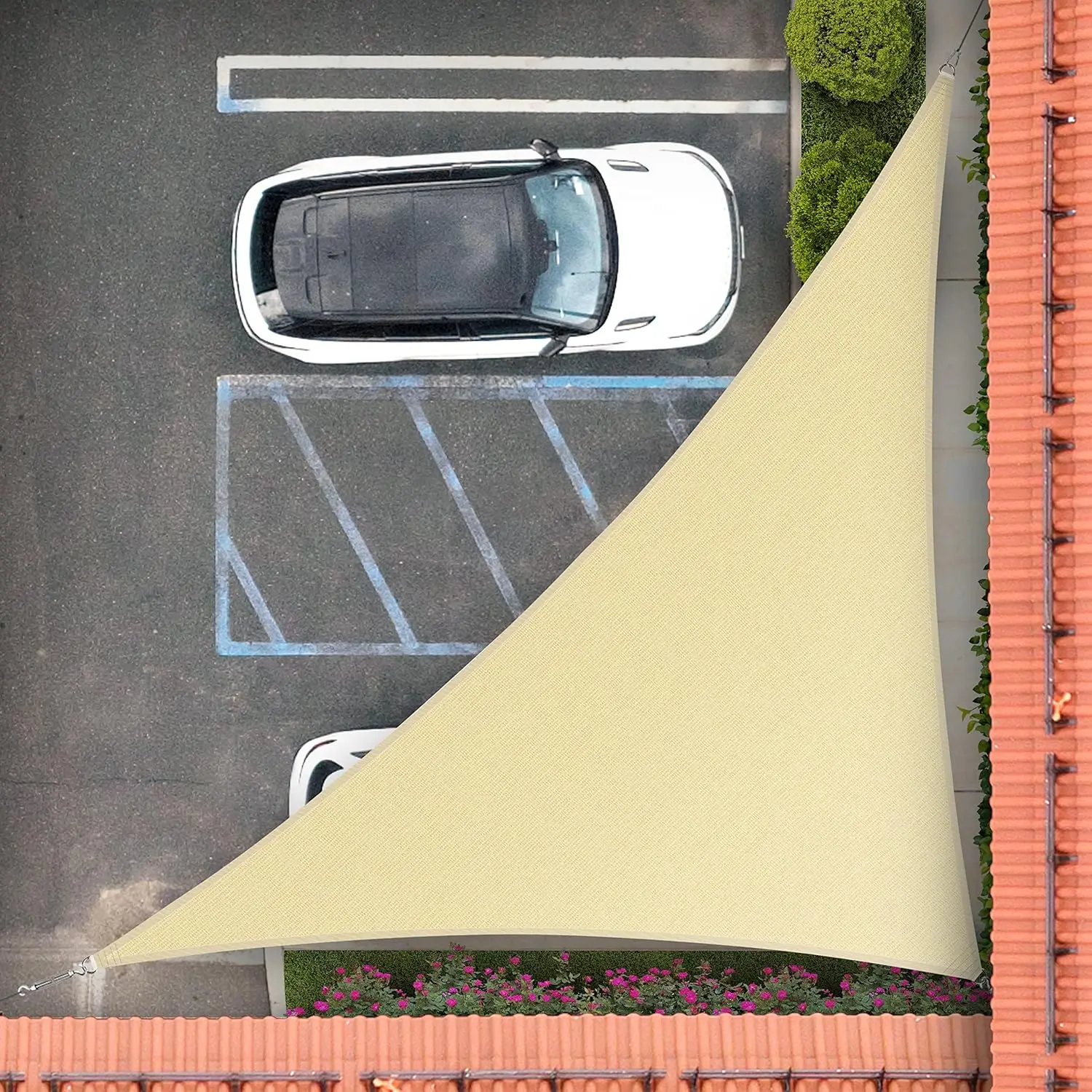 

Бежевый треугольный тент-парус 24'x24'x33.9' для улицы, патио, террасы, UPF50+, защита от УФ-излучения, водопроницаемый, доступны индивидуальные размеры