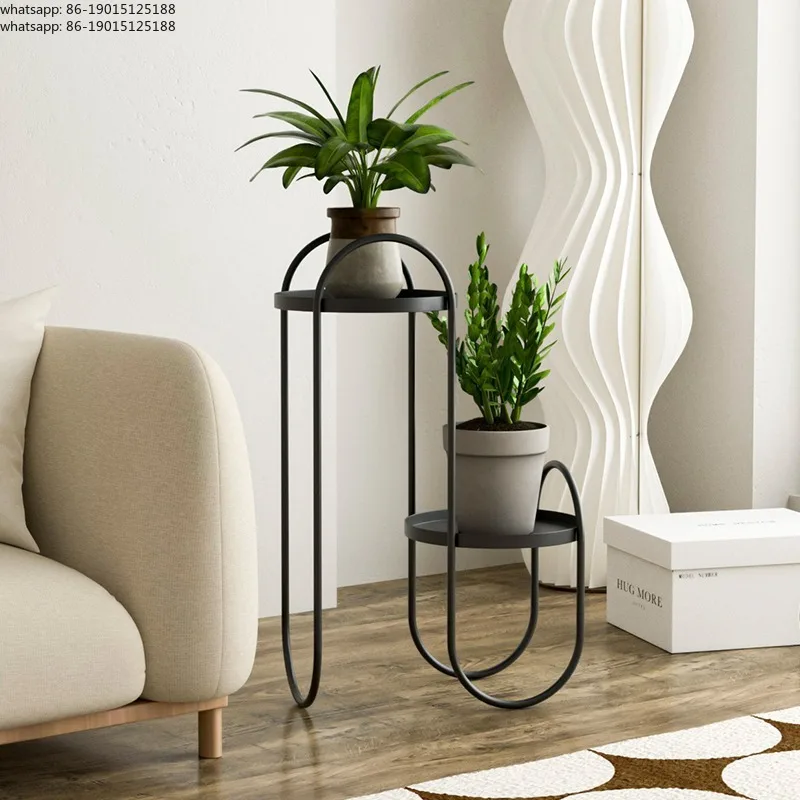 Nordic Modern Floor Plant Stand Iron Decorative Flower Rack Living Room Multi-Tier Shelf for Potted Green Plants Succulents