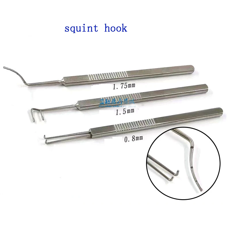 Ophthalmologie neuer Strabismus-Haken Strabismus-Zughaken Augen-Zughaken mit Loch ohne Loch runder Kopf flacher Kopf-Zughaken