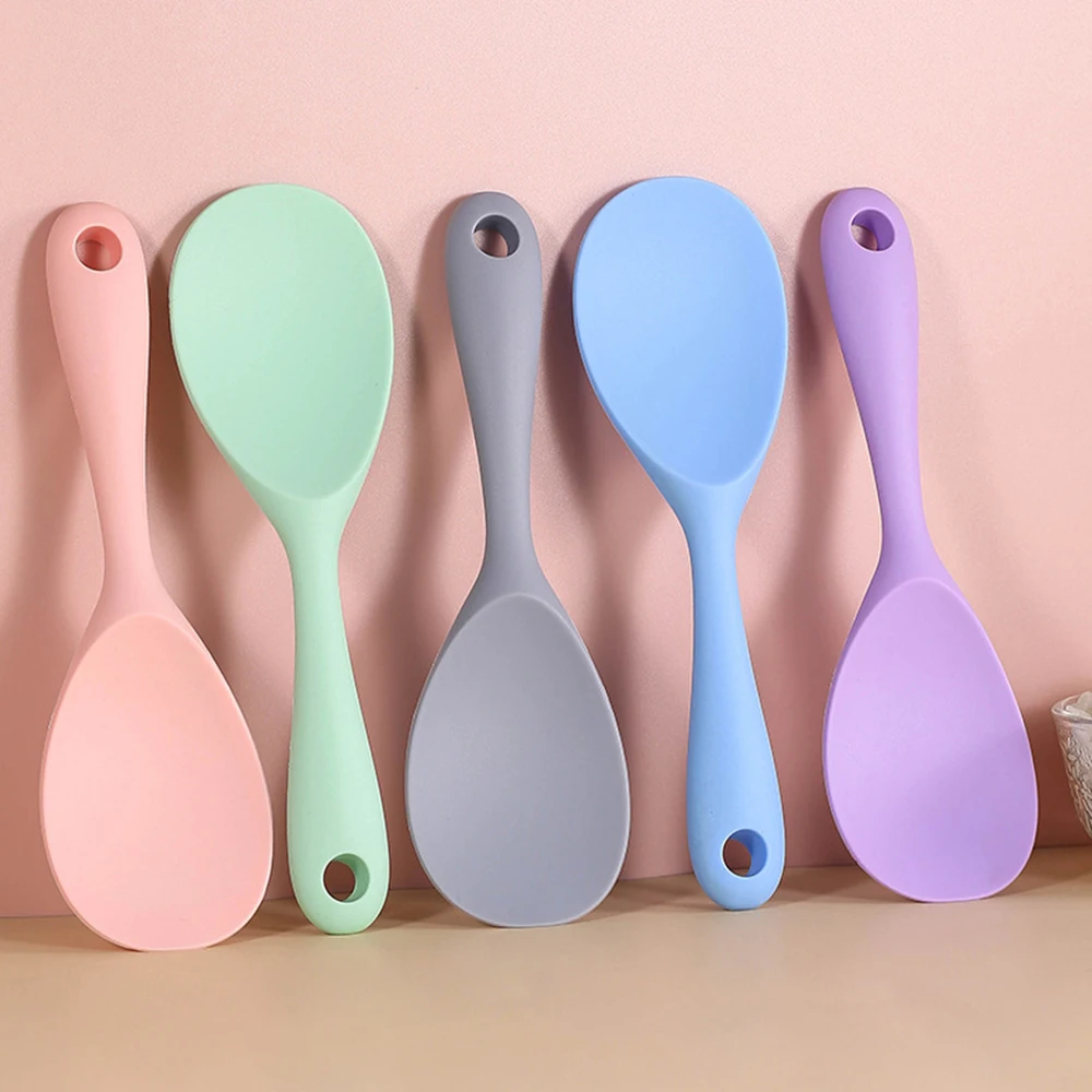 1PC Food Grade Silicone Rice Spoon Household non Stick Pot Cooking Spoon High-temperature Resistant Kitchen Tools