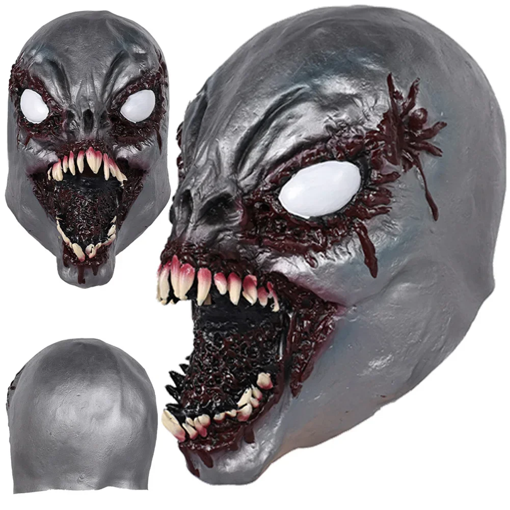 Monster Eddie Brock Maske Gruselig 2024 Film Venem Cosplay Fantasy Kostüm Zubehör Halloween Requisiten Erwachsene Männer Rollenspiel Kopfbedeckung