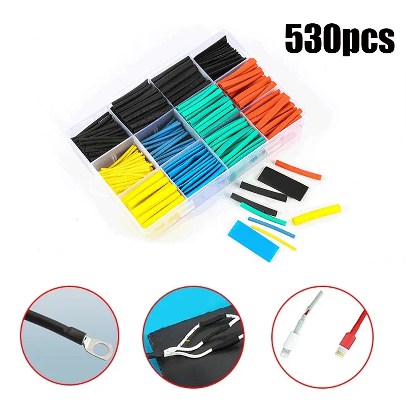 

530pcs Heat Shrink Tube Thermoresistant Heat-shrink Tubing Wrapping Kit Electrical Connection Wire Cable Insulation Sleeving