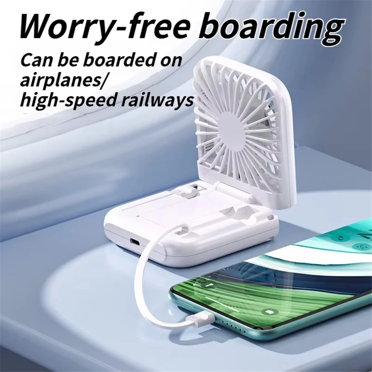 

Компактный складной вентилятор A127P — портативный вентилятор для ледяного охлаждения со встроенным блоком питания для дома, офиса и общежития