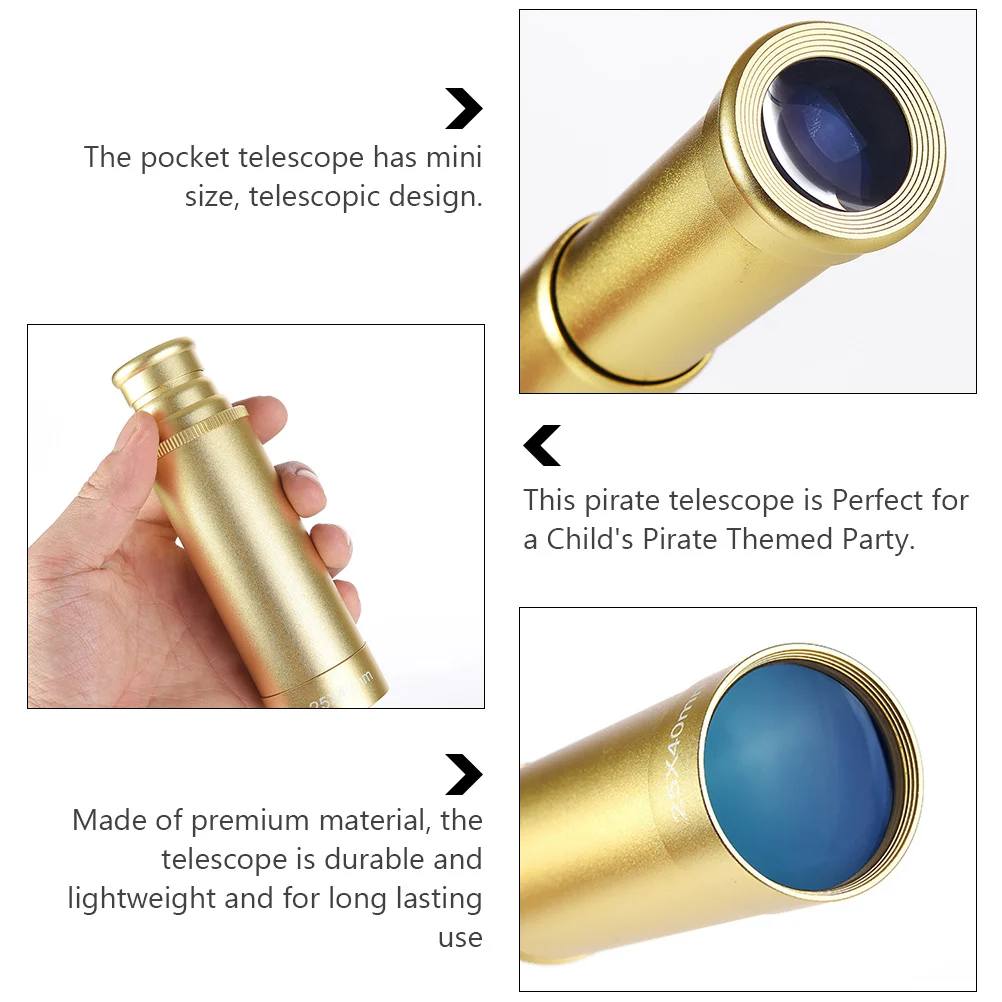 

Collapsible Monocular Telescope 25X40 Golden Aluminum Kids Students Travel Toy Mini Lightweight Portable Pocket Telescopes