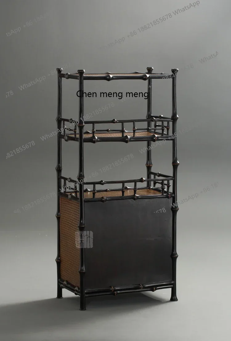 Zweistöckiger Teeschrank mit Schranktür, Teelagerregal, Aufbewahrung für Teesets, Präsentationsregal.