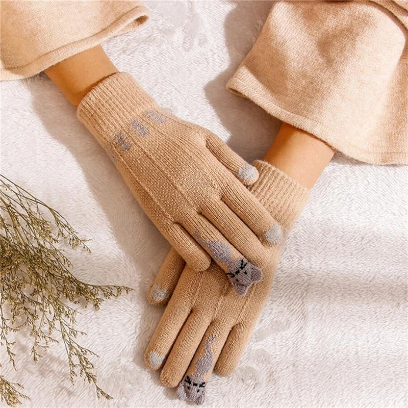 

Women's Knitted Gloves Winter Warm Thick Touch Screen Gloves Solid Mittens For Mobile Phone Tablet Pad Couple High Quality Glove