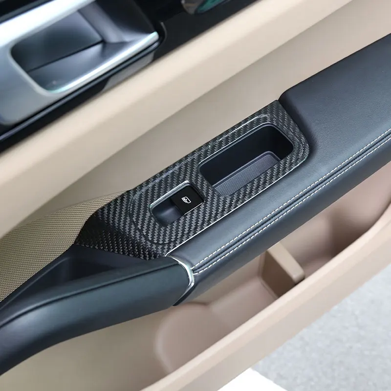 For Porsche Cayenne 2018-2023 Real Carbon Fiber Car Door Window Lift Switch Panel Cover Trim Stickers Car   Accessories