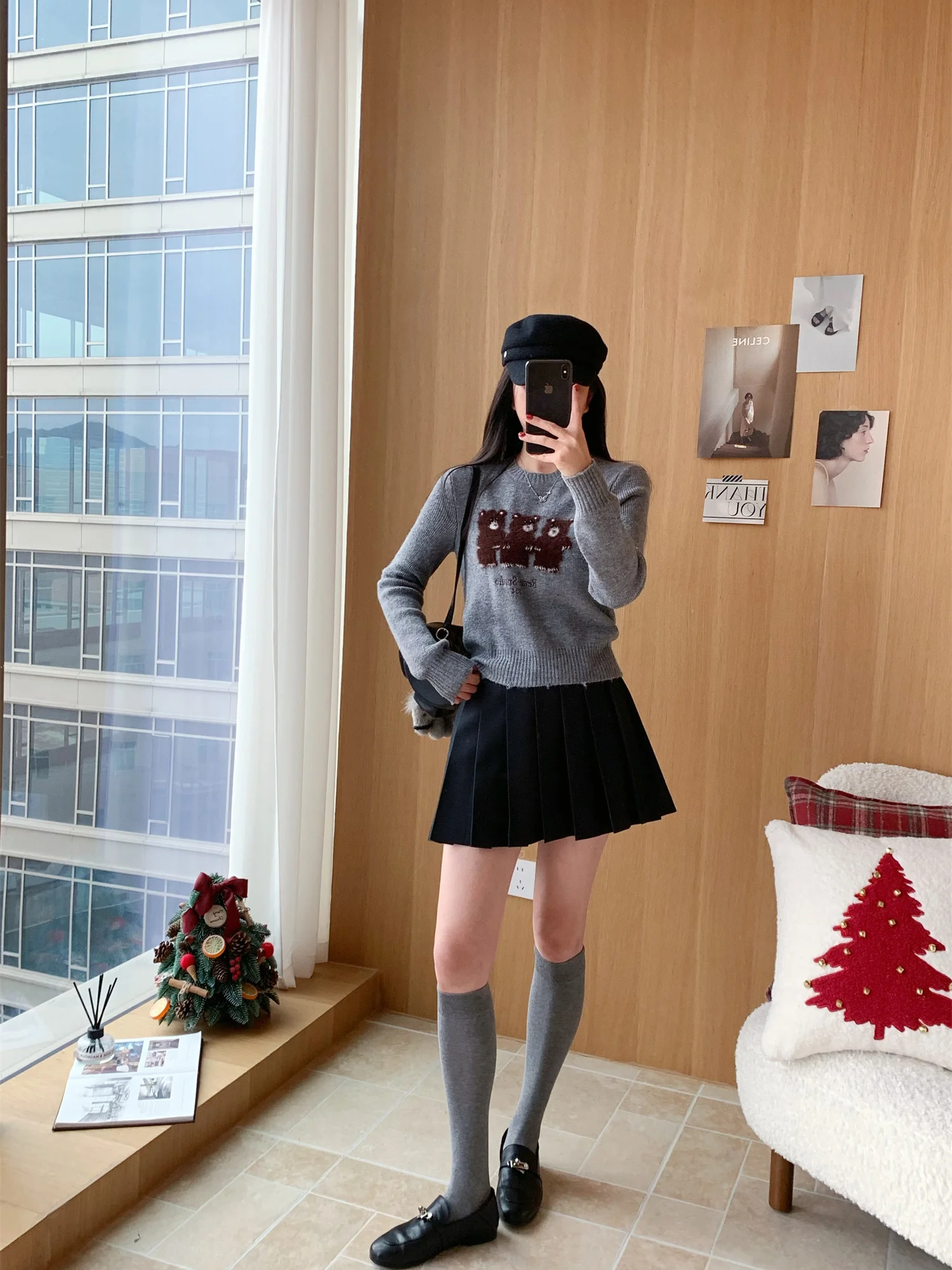 

Очаровательный женский вязаный свитер с головой медведя, свободный крой, длинный рукав, круглый вырез, из полиэфирного волокна, молодежный стиль, милый дизайн, L2