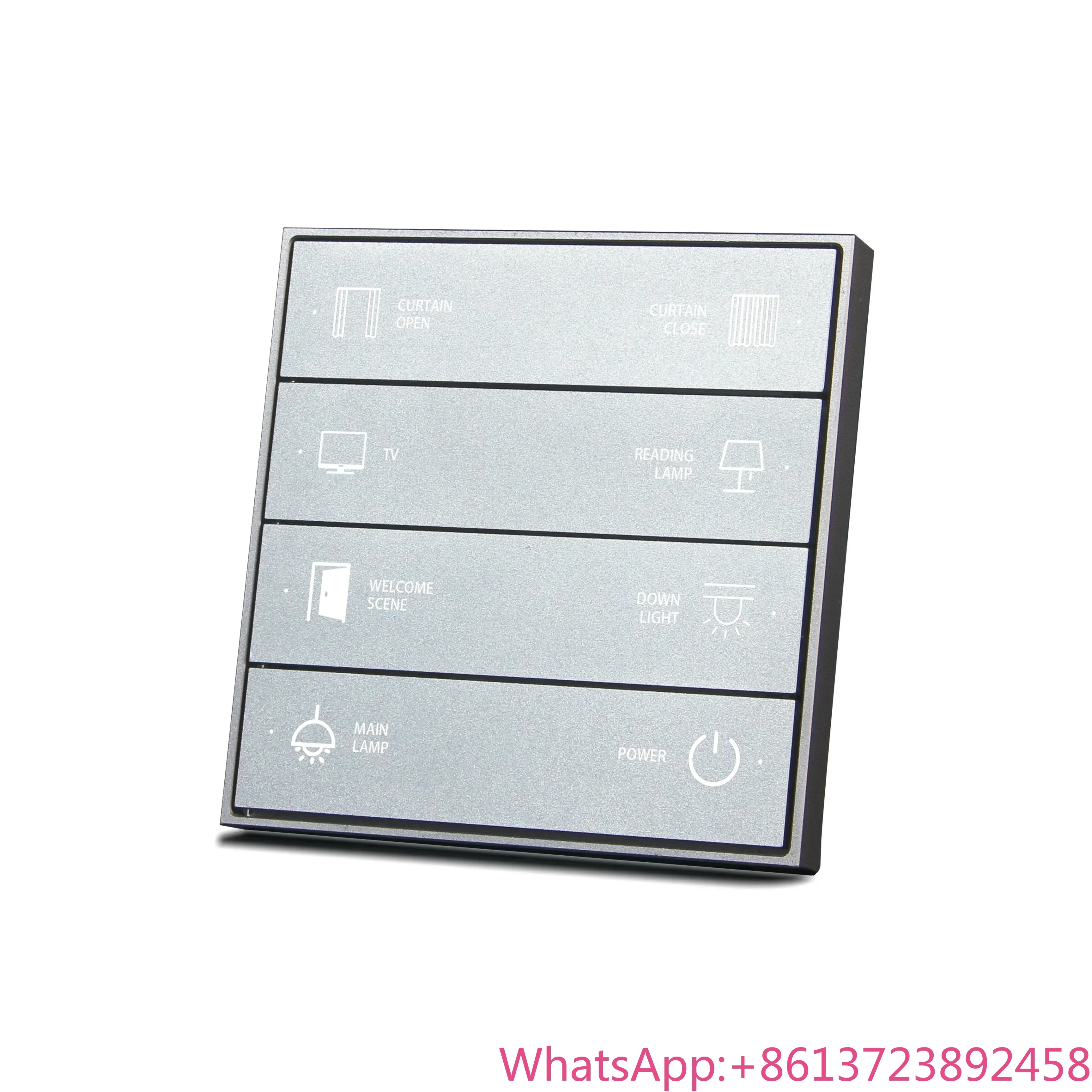 

KNX Smart Automation System Smart Home Hotel Wall Switch Intelligent Silver 8 Push Button Panel