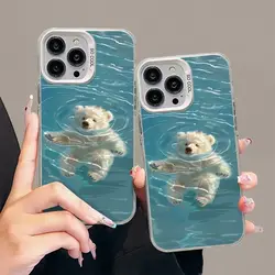 Funny Cute Swimming Polar Bear Case for Xiaomi Redmi A1 A3 13C 9C 9T Note 9 9S 10 11 12 13 Pro K60 Ultra 4G 5G Shockproof Cover