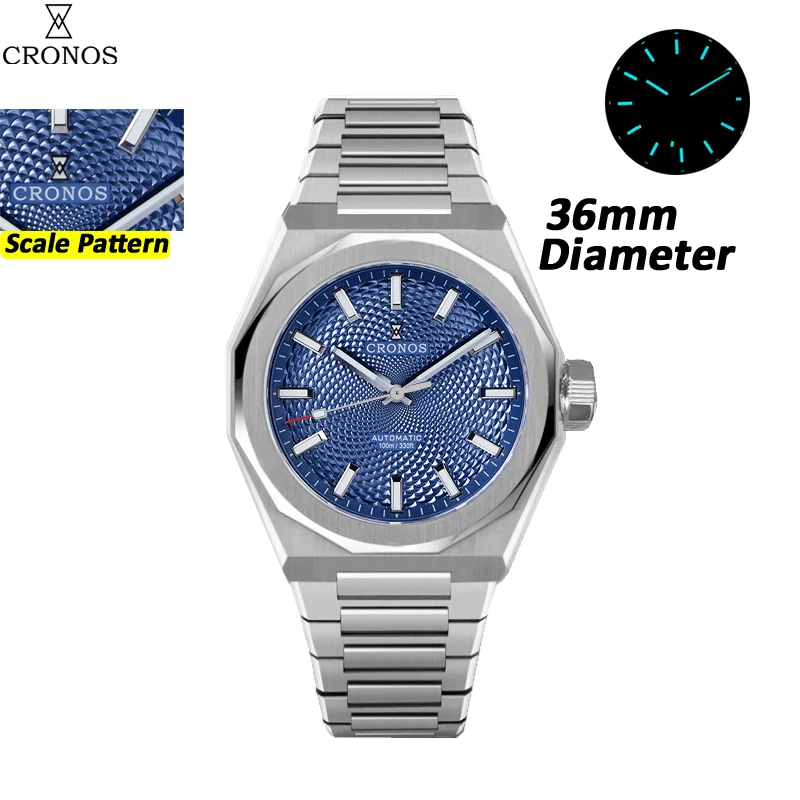 Cronos Luxury Men Watch 36mm Automatic Brown Rhombus