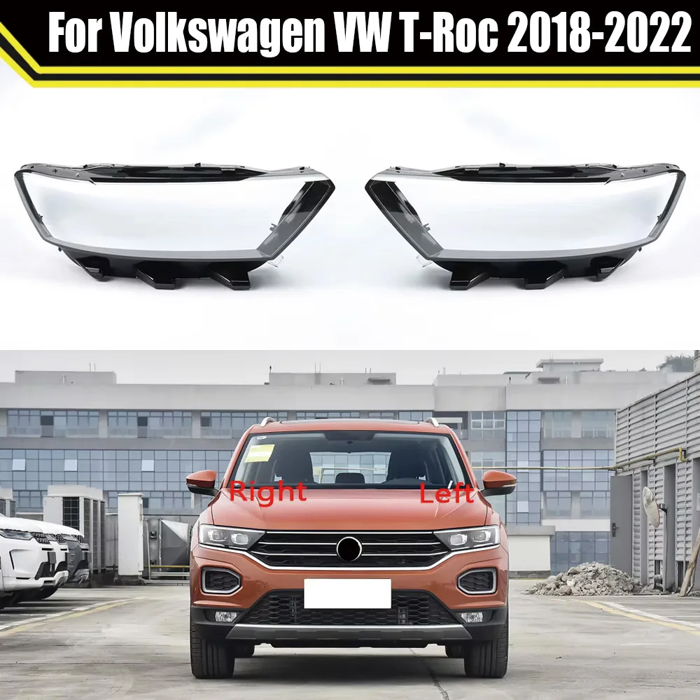 Car Accessories Headlight Housing Shell Lamp Shade For Volkswagen VW 2018-2022 T-Roc Lens Transparent Headlamp Cover Plexiglass