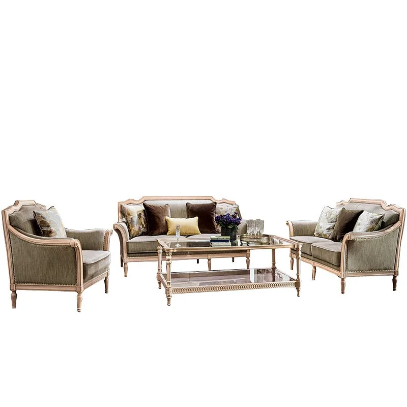 

American birch sofa simple European American living room 123 combination furniture simple modern size apartment fabric sofa