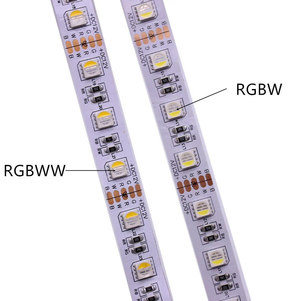 5050 listwy rgb led 4 in1 rgbw rgbww elastyczna taśma dc12v 24V 60leds/m RGBCCT biały/ciepły biały neutralny biały 4000K listwa oświetleniowa 5m