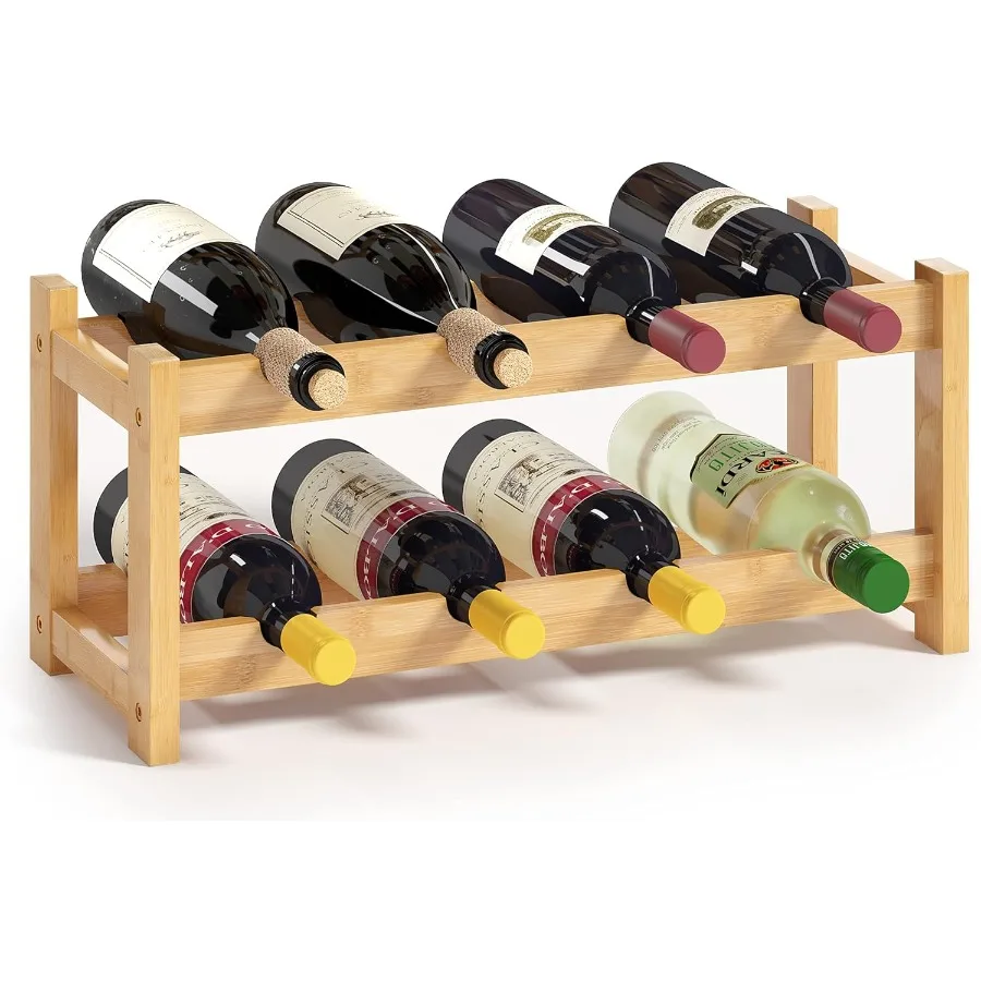 

Отдельно стоящая 2-уровневая бамбуковая полка для вина на 8 бутылок для кухни, бара, кладовой, винный погреб, подвал, столешница, полка для хранения с компактным D
